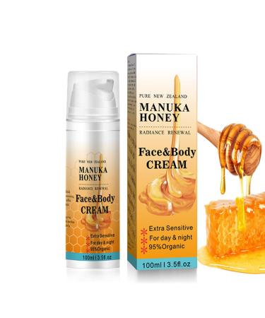 Manuka Honey Face Cream Honey Face Moisturiser Soothes Hydrates Increases Skin Elasticity 2 in 1 Face & Body Moisturiser Body Cream for Face Neck Body 100ml