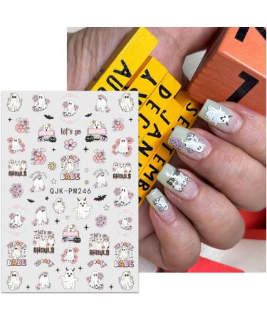 JMEOWIO 9 Sheets Halloween Nail Art Stickers Decals Self-Adhesive Cute Ghost White Flower Pumpkin Nail Supplies Nail Art Design Decoration Accessories - Buy Online on GoSupps.com