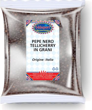 Valsapori Tellicherry Black Peppercorns in a 100g bag - 100% natural Sicilian cultivation - Late harvest with a pungent taste -