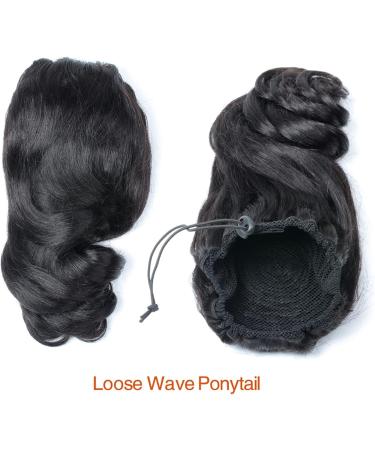 Messy Bun Hair Piece for Women 12-18 Inch Brazilian Loose Wavy with Drawstring Hair Comb Curly Ponytail Extensions Brazilian Hair Black Ponytail Hair Extensions Hair Scrunchies (Color : Black Size 18inch 150g Black - Buy Online on GoSupps.com