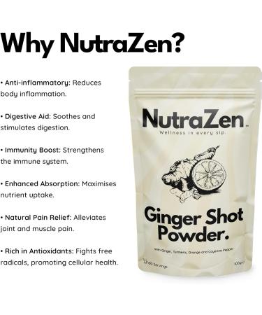 Ginger and Turmeric Shot Powder 100 Servings | Drink Supplement with Orange Cayenne Pepper and Zinc | Organic and Natural Ingredients No Added Sugar | Detox Drink Mix with Water Juice or Tea | 100g - Buy Online on GoSupps.com