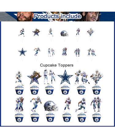 37pcs Cowboys Football Cake Topper and Cupcake Toppers Set Dallas Football Birthday Party Supplies for Cowboys Soccer Party Decorations - Buy Online on GoSupps.com