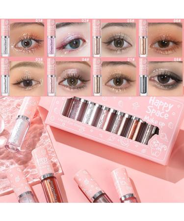 Sitovely 8Pcs Liquid Glitter Eyeshadow Set Glitter Eyeshadow Sparkling Shimmer Eye Shadow Long Lasting Quick Dry Metallic Korean Eye Makeup - Buy Online on GoSupps.com