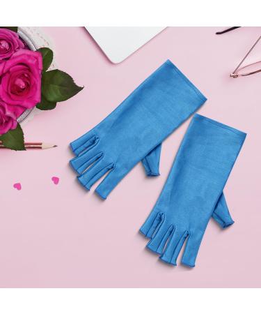 Aruicheng UV Gloves Nails Manicure UV Shield Glove Women's Fingerless Gloves Professional Nail Gloves Protection Hands from UV Light (Blue) - Buy Online on GoSupps.com