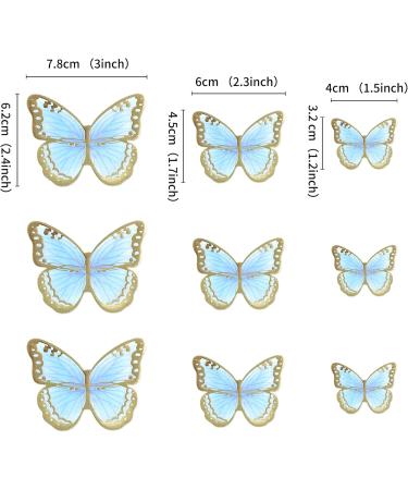 Blumomon 30-Piece 3D Butterfly Cake Topper Decorations | Blue & Gold Rim Cupcake Picks for Weddings Baby Showers & Birthday Parties - Buy Online on GoSupps.com