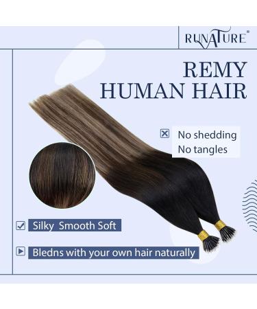 RUNATURE 18 Inch Nano Hair Extensions Black Balayage Brown Ombre Blonde 50g - A-Nano-#1B/4/27 - Buy Online on GoSupps.com