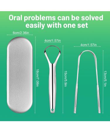 Stainless Steel Tongue Scraper - Moutology 2 Pack for Adults | Improve Bad Breath & Oral Care | Professional Metal Tongue Brush with Storage Box - Buy Online on GoSupps.com