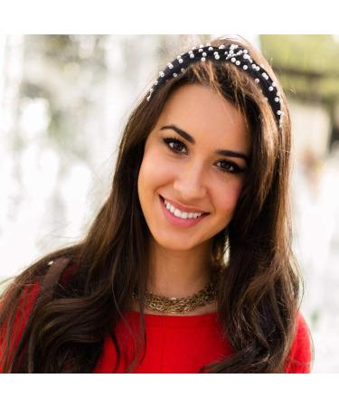 3-Piece Pearl Headband Set | Vintage Twisted Hair Jewelry for Women & Girls | Beige Pink Black - Buy Online on GoSupps.com