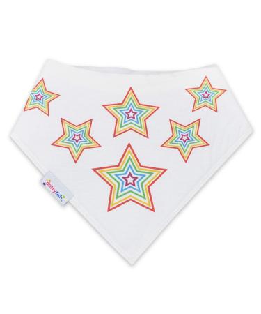 Dotty Fish Baby Bandana Bibs. Drool Bibs. Super Absorbent Teething Bibs for Girls Boys Unisex. Organic Cotton Bibs. One Size Rainbow Stars