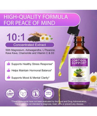 Daiasns Cortisol Supplements for Women & Men 10-in-1 Cortisol Reducer Manager Lower w. Magnesium Ashwagandha L-Theanine Vitamin C & D Liquid Cortisol for Sleep Support & Stress Relief 2 FL.OZ - Buy Online on GoSupps.com
