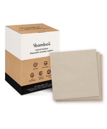 Ibambo 250 Pack Bamboo Everyday Napkins - 2-Ply Ecofriendly Lunch & Dinner Napkins - Bamboo Napkins for Events & Occasions - 6.5x6.5 Inch Folded Disposable Napkins - Compostable Napkins for Dining 250 Napkins