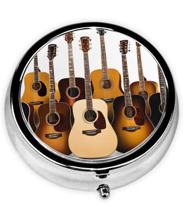 Buy Guitar Printed Mini Round Pill Box | Travel Pill Organizer | 3 Compartment Medicine Case - Buy Online on GoSupps.com