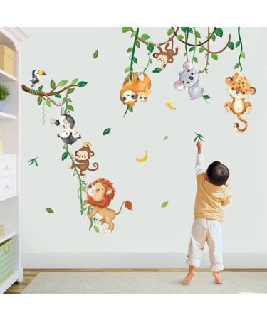 DecalMile Jungle Animals Climbing Tree Wall Decals - Baby Nursery & Kids Room Decor - Buy Online on GoSupps.com