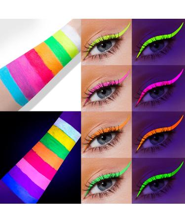 KISSIO Neon Color Waterproof Liquid Eyeliner - Matte Finish, Fine Brush, Easy to Use - Perfect for Neon Party (0.169oz, 08Blue) - Buy Online on GoSupps.com