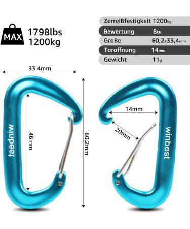 2 Pack Heavy-Duty Blue 12KN Snap Hooks | Large Aluminum Carabiners for Outdoor Camping & Hammocks - Buy Online on GoSupps.com