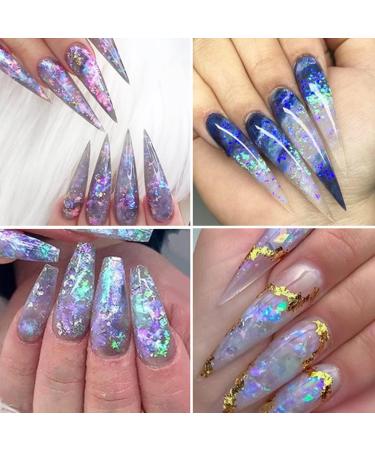 12 Grids Mermaid Nail Art Glitter 3D Holographic Foil Flakes - Iridescent Sequins for Women & Girls DIY Manicure Decor - Buy Online on GoSupps.com