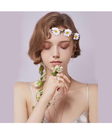 TSHAOUN Daisy Flower Hair Band Girls Flowers Artificial Headband Festival Hair Accessories Floral Hair Hoops Wreath Ladies Floral Festival Flower with Adjustable Elastic Ribbon (5 pieces) - Buy Online on GoSupps.com