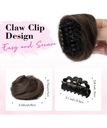REECHO 2 PCS Mini Claw Clip in Messy & Cat Ears Hair Bun Extensions Wig Accessory Updo Hairpieces for Women Girls (Pack of 2-3.5" Wavy Dark Brown with Copper Highlights) Pack of 2 - 3.5" Wavy Dark Brown with Copper Highlights - Buy Online on GoSupps.com