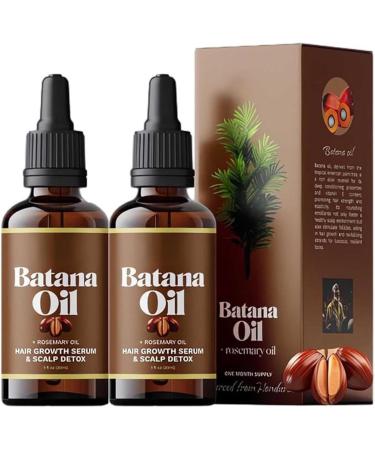 Set of 2 Batana Hair Oils | 60 ml BatanaOil | Rosemary Hair Oil for Growth | Organic Raw Batana Oil from Honduras with Rosemary | Nourishing Essence for Thickening