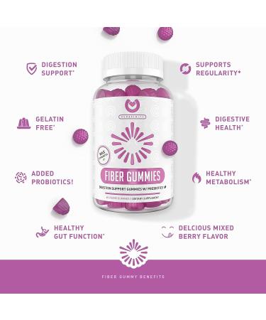 PUREFINITY Fiber Gummies - Sugar Free Prebiotic Chicory Root Inulin, 60 Vegan Gummies for Digestive Health & Constipation Relief - Buy Online on GoSupps.com