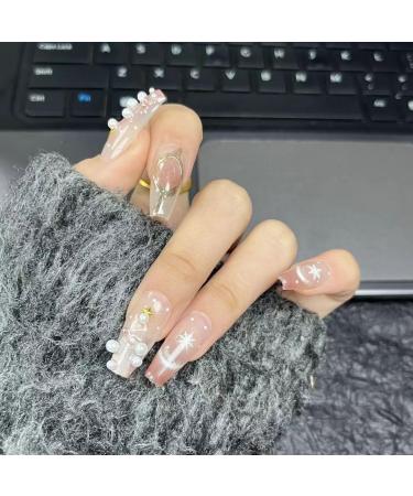 Temperament manicure handmade Christmas manicure wearing a small fresh nude finished nail patch.(M) - Buy Online on GoSupps.com