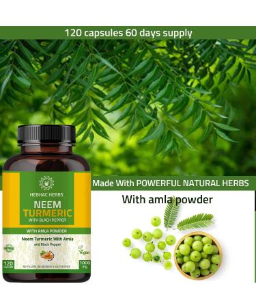 Organic Neem Turmeric Capsules with Amla & Black Pepper - 120 Veg Capsules | 60 Days Supply - Buy Online on GoSupps.com