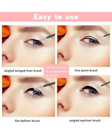 4-Piece Fine Flat Eyeliner & Eyebrow Brush Set - Thin Tip Bent Brushes for Gel, Cream, Liquid Makeup - Buy Online on GoSupps.com