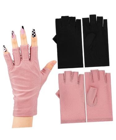 LALADEFIEE 2 Pairs UV Gloves Manicure Gloves Nail Gloves UV Nail Gloves Gloves for Gel Nails Nail Art Supplies Nail Art Accessory Gel Nail Gloves Fingerless Gloves