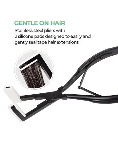 Lvnatu Tape in Hair Extensions Pliers - Professional Flat Surface Sealing Tool for Styling Hair Extensions, Stainless Steel Kit in Black - Buy Online on GoSupps.com