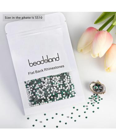 Beadsland 1440 Pieces Emerald Green Flat Back Rhinestones - SS10 Nail Crystals for Stunning Nail Art - Buy Online on GoSupps.com