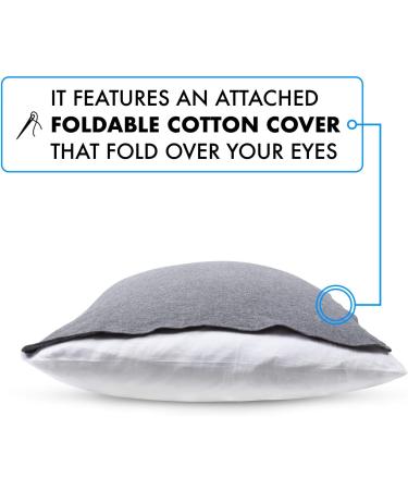 Foldable Eye Cover for Sleeping Pillow - White Pillowcase with Gray Cotton Jersey Mask for Men, Women, Kids - Buy Online on GoSupps.com
