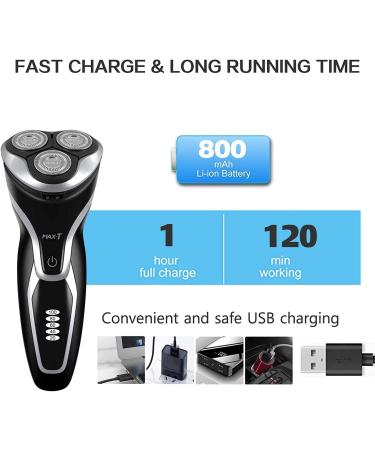 MAX-T Men Electric Razor - Rechargeable Wet & Dry Rotary Shaver for Men (Black) - Buy Online on GoSupps.com