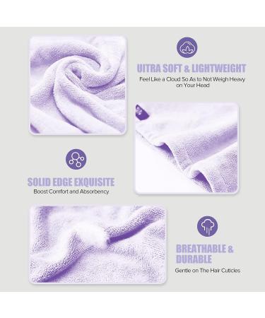 Ultra Absorbent Hair Drying Towel Turban 2 Pack - Purple, 10 X 26 - Quick Dry Wrap for Curly Long Thick Hair - Buy Online on GoSupps.com