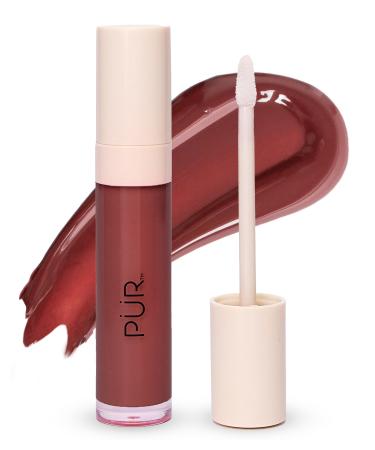 P R MINERALS Glossy Lip Tint Plumping Tinted Lip Oil Blackberry Smash (Deep Berry) - Hydrate & Plumps with Buildable Non-Sticky & High Shine Formula - Jajoba Oil Vitamin E & Pomegranate Extract
