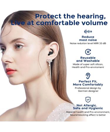 Buy BUENSUENO Silicone Ear Plugs for Sleeping - Noise Cancelling & Washable 2 Pairs for Sleep Travel Study (Black - Buy Online on GoSupps.com