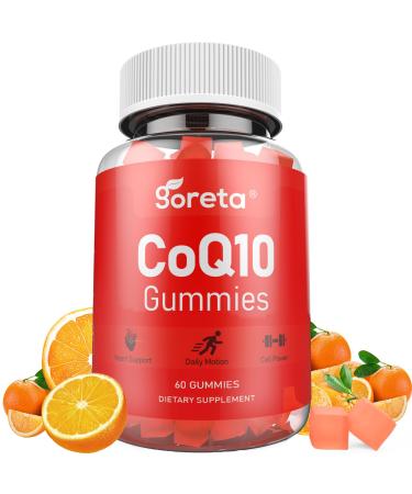 Goreta CoQ10 Gummies for Adults with Vitamin E Coenzyme Q10 250mg per Serving, Sugar-Free Chewable Gummies, Natural Orange Flavor, 60 Count