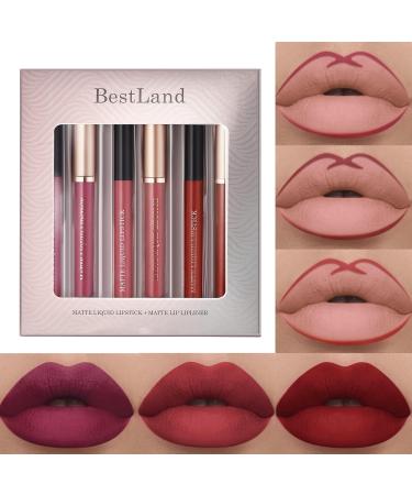 6Pcs Matte Liquid Lipstick Lip Liner Set - Waterproof & Long-Lasting Nude Lipstick - Non-Stick & Non-Fade Formula - Makeup Gift Set (Set B) - Buy Online on GoSupps.com