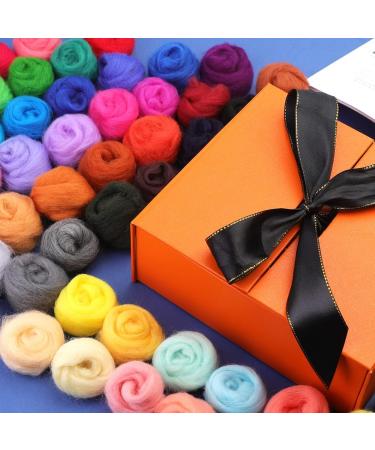 54 Colors Fiber Wool Yarn Roving for Needle Felting and Spinning - DIY Handcraft Supplies (Light Color) - Buy Online on GoSupps.com