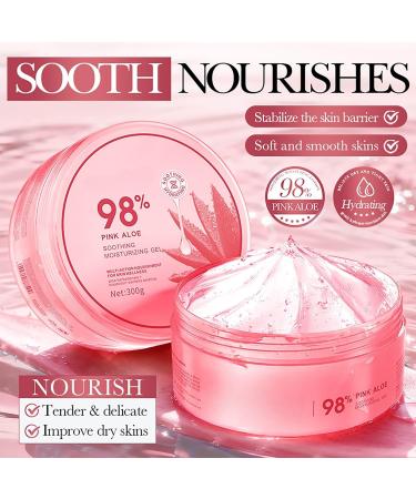 CLY AMS Pink Aloe Vera Gel for Face & Body Hair & Sunburn Relief Soothing Moisturizing Gel Moisturizer No Sticky for Scalp Hydration Soothing After Sun Care (300g/10.58ounce) - Buy Online on GoSupps.com