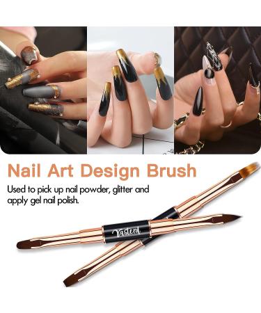 Yasterd Nail Art Brush Set - 5pcs Professional Double-Ended Brushes for Nail Design, Long Lines, Ombre, and 3D Effects - Ideal for Gel Polish and Acrylic - Black - Buy Online on GoSupps.com