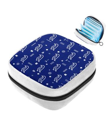 GIAPB Sanitary Napkin Storage Bag Period Bag Tampon Bag Makeup Bag Pad Pouch Cartoon Penguin Blue Background Color2481