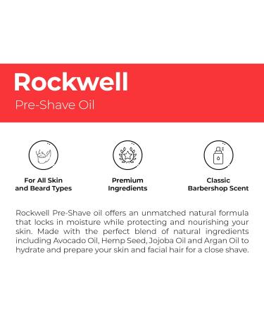Rockwell Razors Pre-Shave Oil - Barbershop Scent | Moisturizing Jojoba Argan Avocado & Green Tea Oils | Protects Against Irritation & Razor Burn | All-Natural Skin Care for All Skin Types - International Shipping Available - Buy Online on GoSupps.com