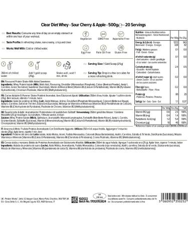 Protein Works Clear Diet Whey 500g - Sour Cherry & Apple Flavoured Protein Shake | Low-Calorie with Sweetener | International Shipping Available - Buy Online on GoSupps.com