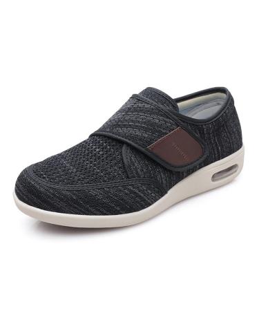 Diabetic Shoes for Man Swollen Feet Diabetic Edema Boots Slippers Unisex Adjustable Surgical Orthopaedic Shoe for Edema Arthritis Fasciitis Swollen Feet ( Color : Black grey Foot length : 12 )