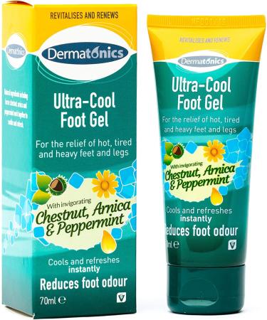 Dermatonics Ultra Cool Foot Gel | for The Relief of Hot Tired and Heavy Feet and Legs | Suitable for Vegetarians | with Chestnut Arnica Peppermint and Manuka Honey | 70ml