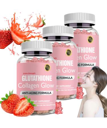 Glutathione Collagen Glow Gummies Glowing Skin Gummies Glutathione Collagen Glow Gummies for Dark Spot 2/3bottle Korean Collagen Gummies for Skin Care (3pcs) 60 count (Pack of 3)