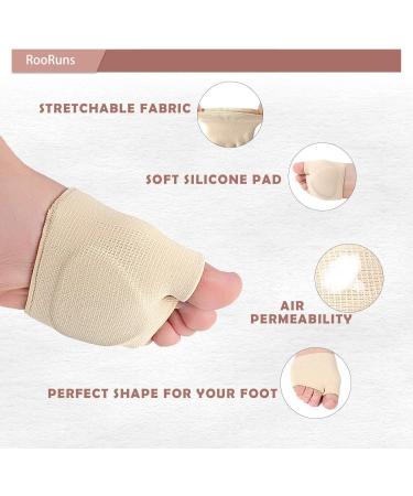 RooRuns Metatarsal Pads - Ball of Foot Cushions for Pain Relief | Gel Foot Pads for Morton's Neuroma & Metatarsalgia | 2 Pairs (Black + Beige) - Comfort for Men & Women - Buy Online on GoSupps.com