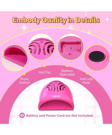 AIRSEE Portable Nail Fan Dryer - Quick Dry Mini Nail Polish Dryer for Girls - Ideal Birthday & Christmas Gift - Battery Operated Rose - Buy Online on GoSupps.com