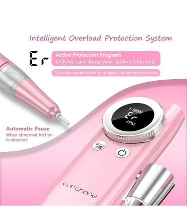 Portable Electric Nail Drill Machine 45000 RPM Rechargeable Manicure Pedicure Set with 12 Bits - AUROHOPE Lovely Pink - Buy Online on GoSupps.com