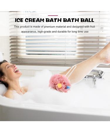 Milisten Infant Bath Sponge 2Pcs Ice Cream Loofah Sponge - Exfoliating Body Scrubber for Men Women Kids - 17x12x12cm - Light Yellow Pink - Buy Online on GoSupps.com